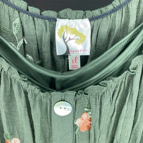 Fig and Flower Green Floral Maxi Dress - Picture 3 of 5